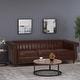 preview thumbnail 16 of 38, Drury Channel Stitch Faux Leather Sofa with Nailhead Trim by Christopher Knight Home - 83.00" L x 32.50" W x 27.00" H Dark Brown
