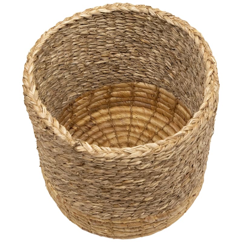 Set of 3 Textured Woven Round Seagrass Baskets 13.75" - 13.75