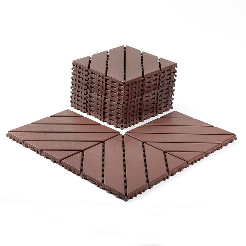 Plastic interlocking decking tiles, 44 packs of terrace decking tiles, 12 inches x 12 inches waterproof