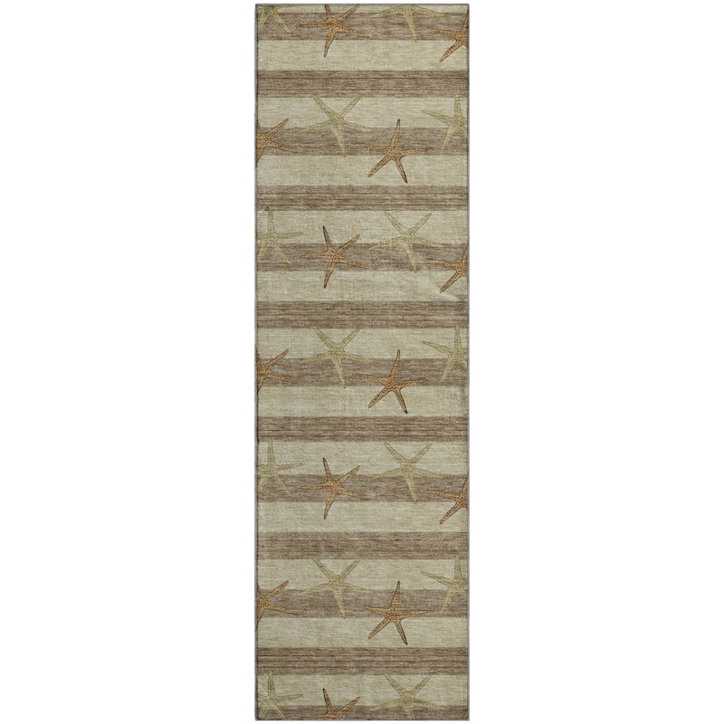 Premium Washable Super Soft Starfish Coastal Stripes Mayfield Rug