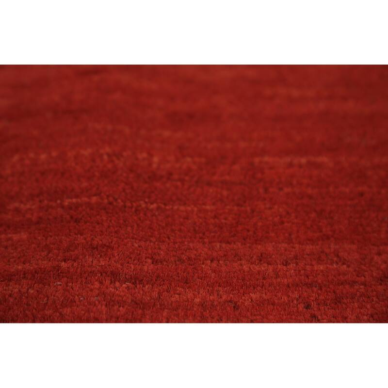 Red Modern Gabbeh Oriental Area Rug Hand-Knotted Wool Carpet - 6'8" x 9'2"