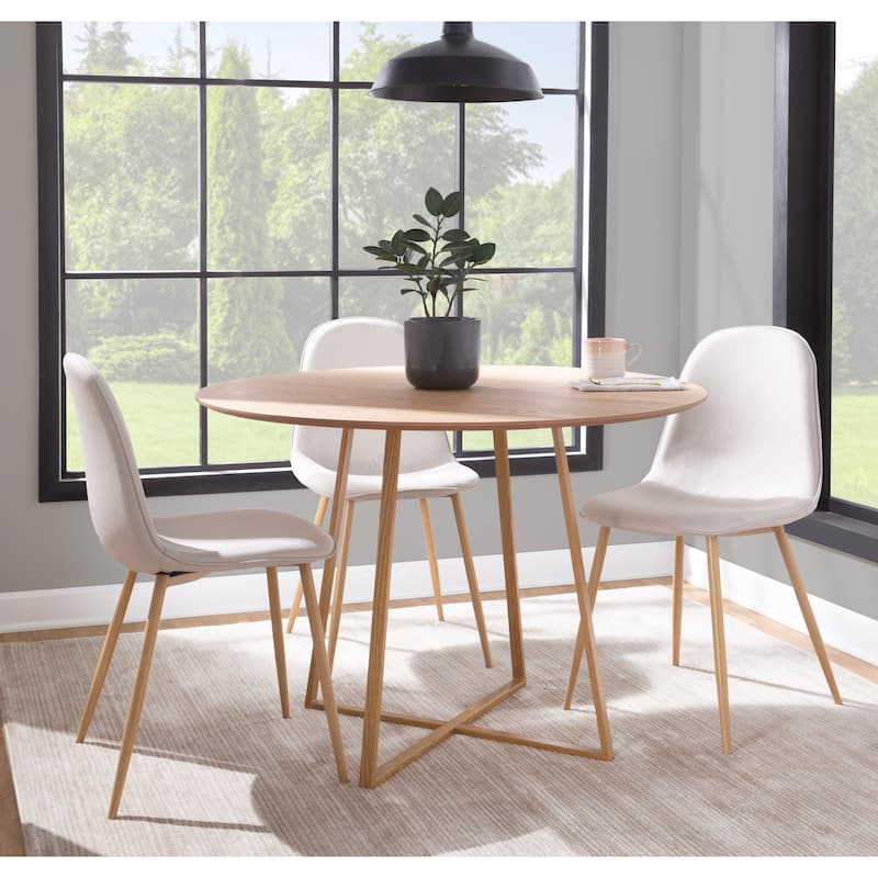 Carson Carrington Pugo 43" Natural Wood Printed Metal Dining Table