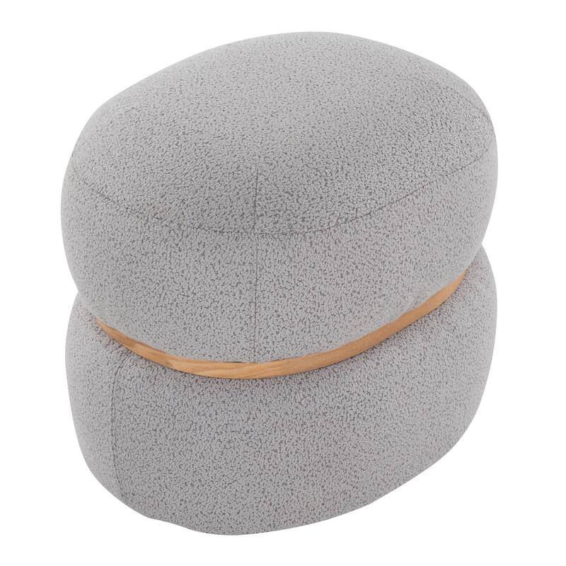 Cinch Contemporary Pouf Ottoman in Fabric and Natural Wood by LumiSource