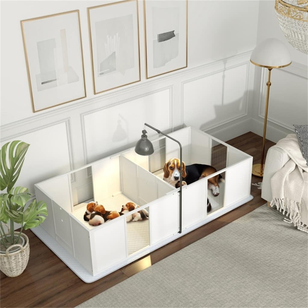 Medium-Sized Dog Whelping Box with Easy Monitoring - 77.2" L x 37.8" W x 18.9" H