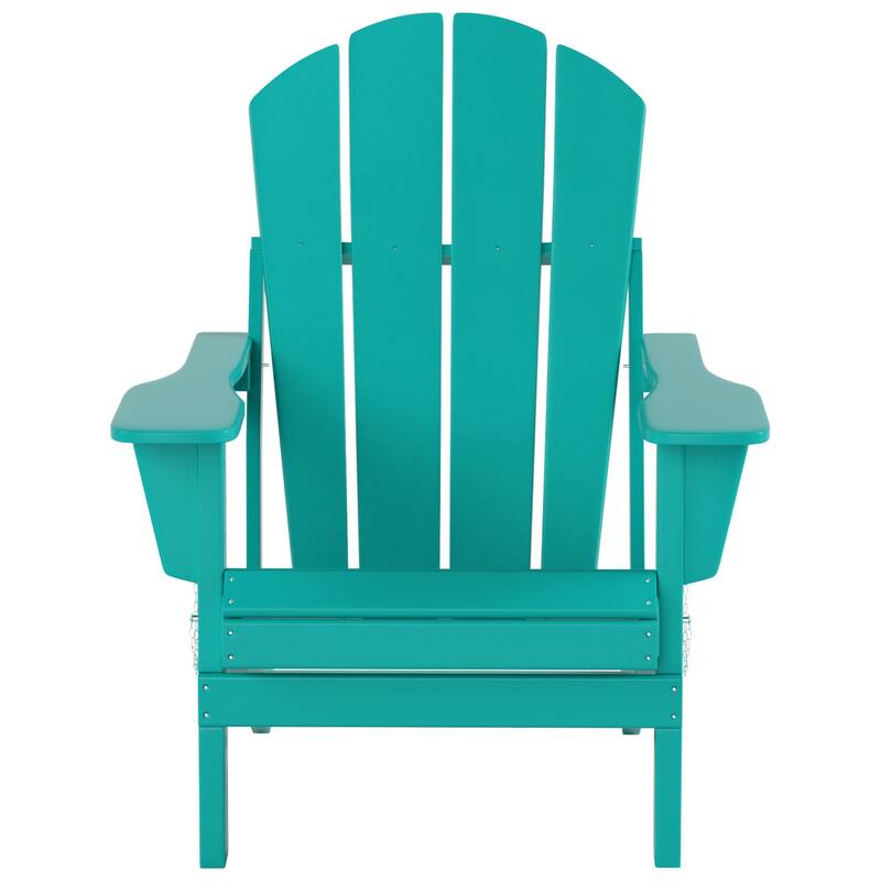 Polytrends Laguna Hdpe All Weather Outdoor Patio Foldable Adirondack Chair With Side Table (2-Piece Set)