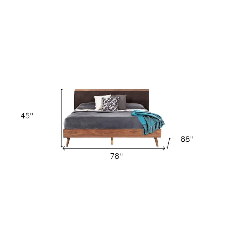 HomeRoots Brown Wood Upholstered King Bed Frame