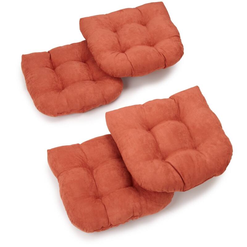 19-inch U-Shaped Microsuede Chair Cushion (Set of 1, 2, or 4) - Set of 4 - Spice
