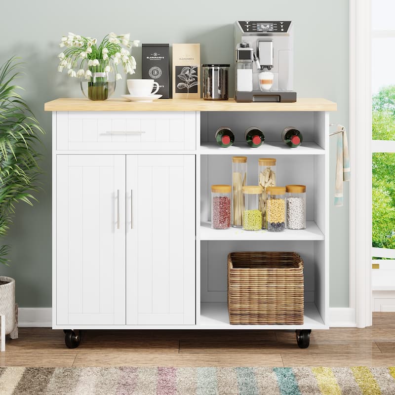 Futzca Kitchen Island Cart with Storage Cabinet and Drawers