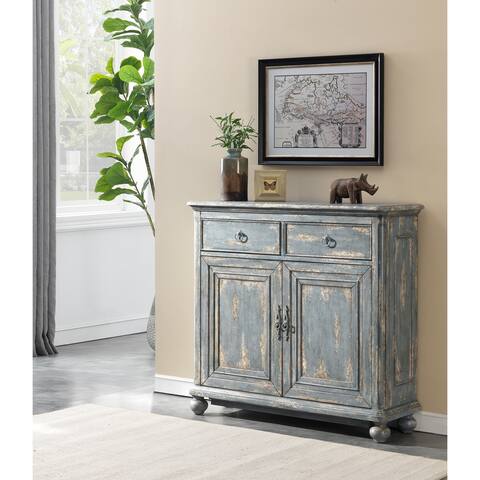 Somette Joline Aged Blue Two Drawer Two Door Cabinet - 48"W x 15"D x 44.5"H