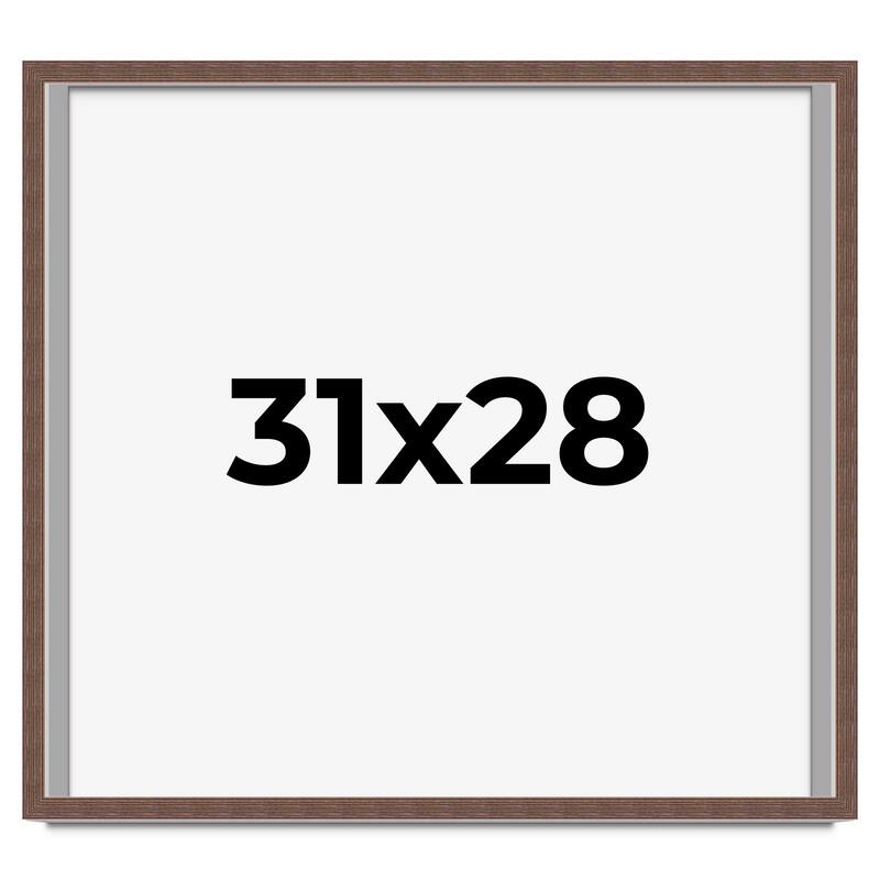 31x28 Shadow Box Frame Brown | 1.125 inches Deep Real Wood Rustic