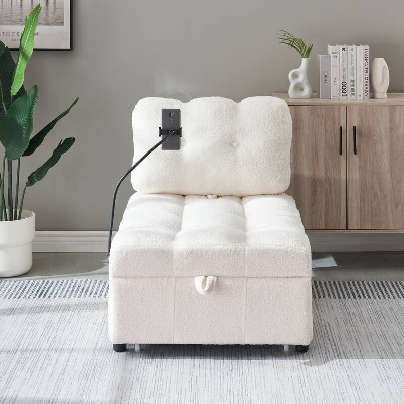 Convertible Teddy Sofa - 40.2-Inch Sofa Bed for Apartment or Office - Beige