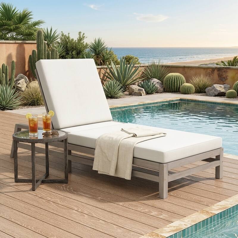5-Position Adjustable Outdoor Chaise Lounge with Plush Cushions by Leisure Zone - Single&Gray