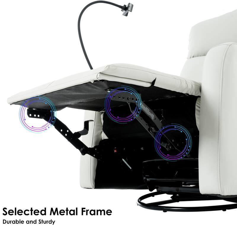 Grey 360° Swivel Rocking Recliner with Adjustable Footrest, Padded Comfort, and Phone Holder