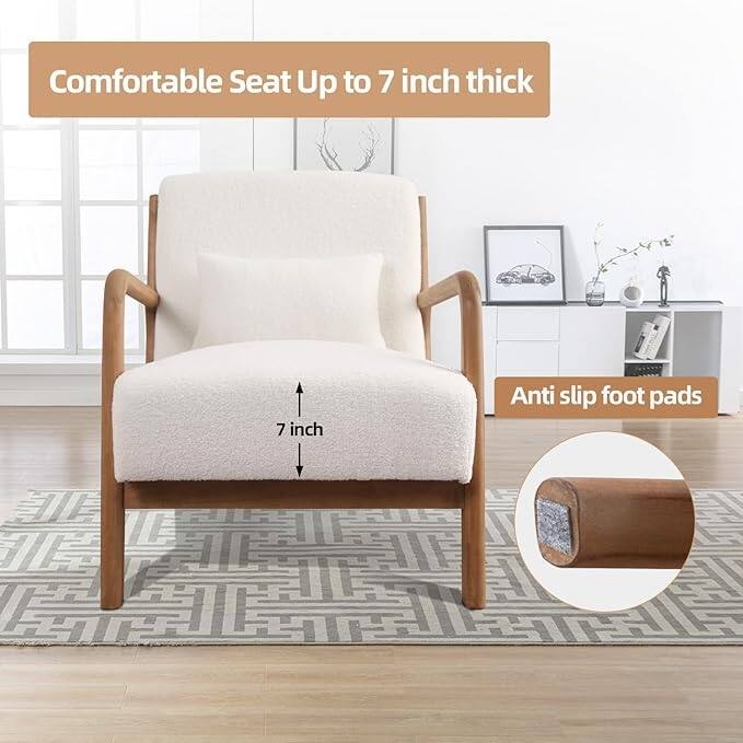 Prelife Modern Upholstered Living Room Armchairs with Wood Frame for Bedroom