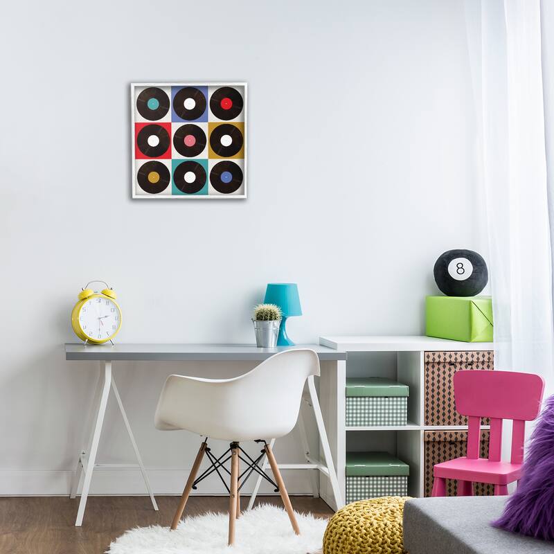 Stupell Geometric Music Records Framed Giclee Art Design By Katrina Craven