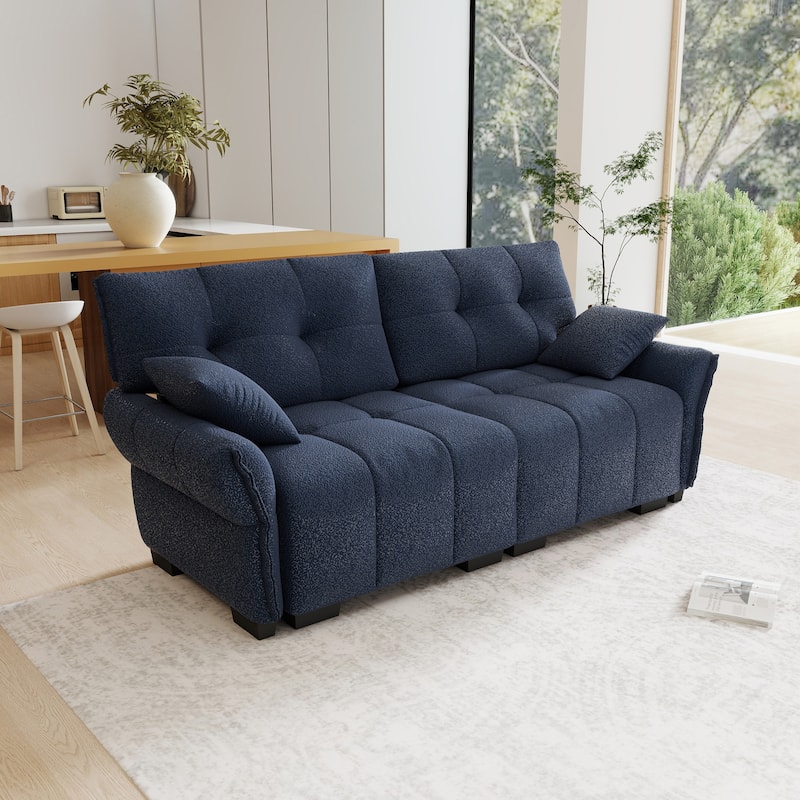 Ergonomic Design 78.7-inch Double Seater Loveseat Sofa Chenille Couch for Living Room, Lounge, Office Space