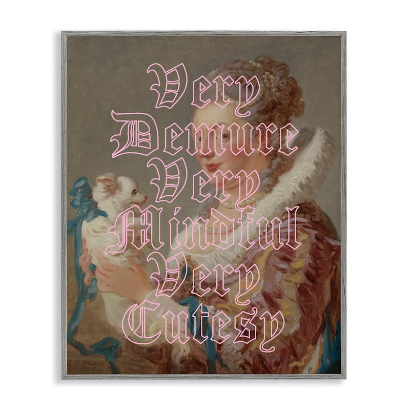Stupell Trendy Demure & Mindful Classic Framed Giclee Art Design By Lil' Rue - 16 x 20 - Grey