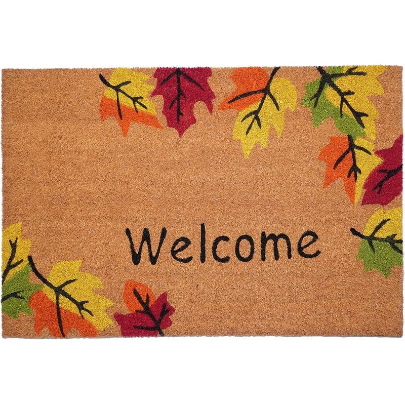 HomeRoots 24" X 36" Natural And Brown Fall Welcome Outdoor Coir Door Mat - 24.00' X '36.00