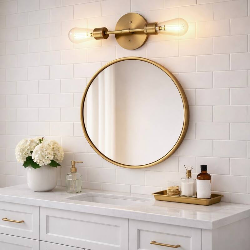 Tonula Double-Light Wall Sconce with Satin Brass Finish