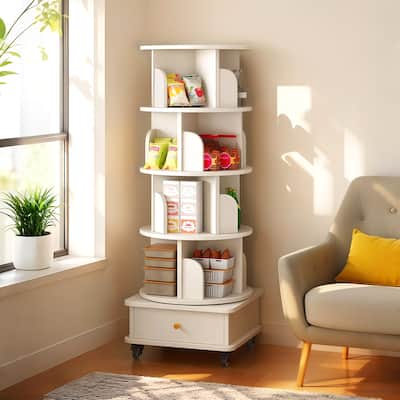 5\6 Tier Rotating Bookshelf,360° Display Round Spinning Bookshelf