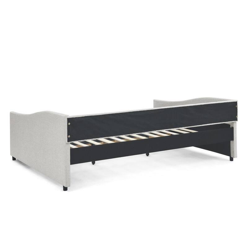 Upholstered Queen Daybed with Two Storage Drawers,Queen Size Button Tufted Sofa Bed Daybed