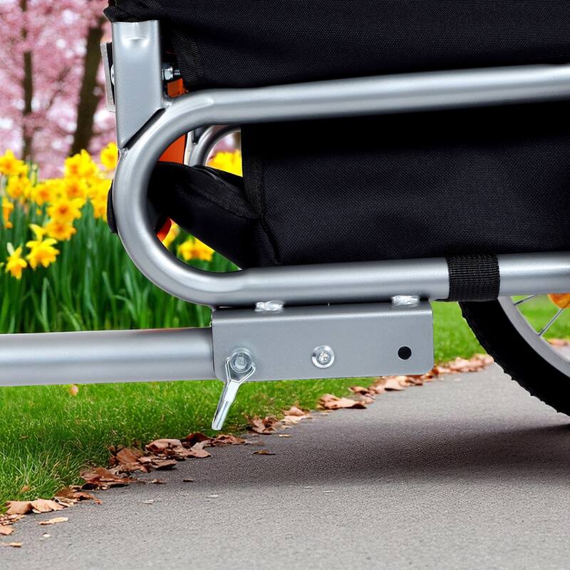 Folding Dog Bike Trailer 66LB Capacity - All-Terrain Pet Carrier with Steel Frame, Rain Cover & Mesh Windows
