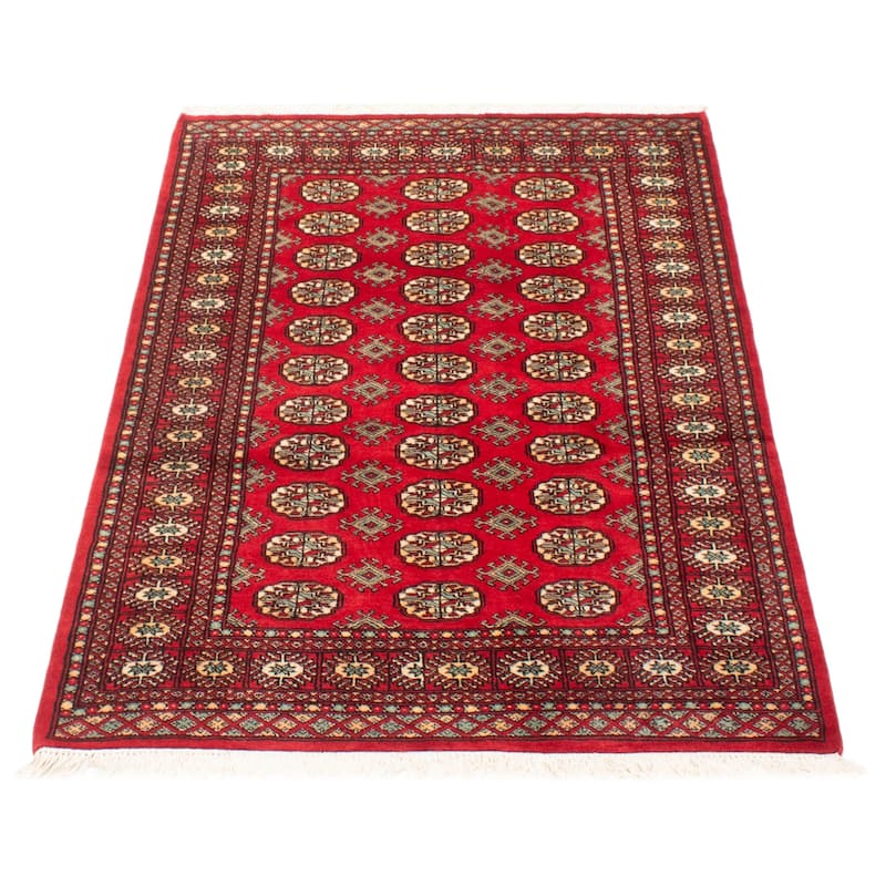 ECARPETGALLERY Hand-knotted Finest Peshawar Bokhara Red Wool Rug - 4'1 x 6'1