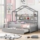 preview thumbnail 3 of 25, Twin House Bed with Trundle & Shelf - Adorable and Practical Design