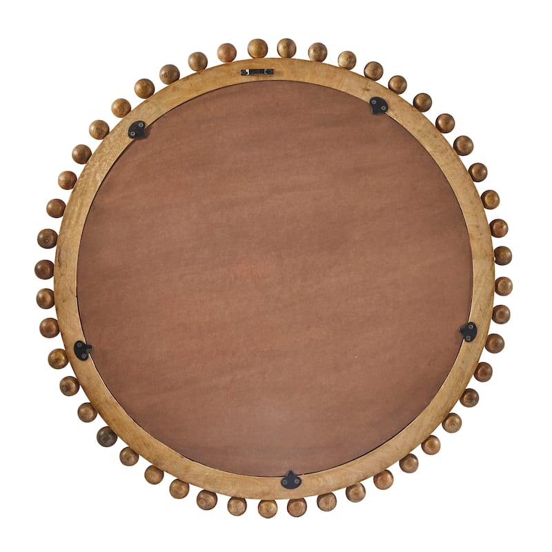 Gold Mango Wood Wall Mirror with Beaded Detailing