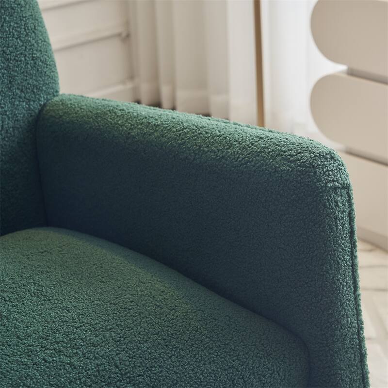 Teddy Fabric Nursery Rocking Chair With Adjustable Footrest