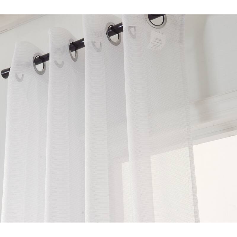 Lonnie Metallic Stripe Sheer Window Curtain Panel 90 inch