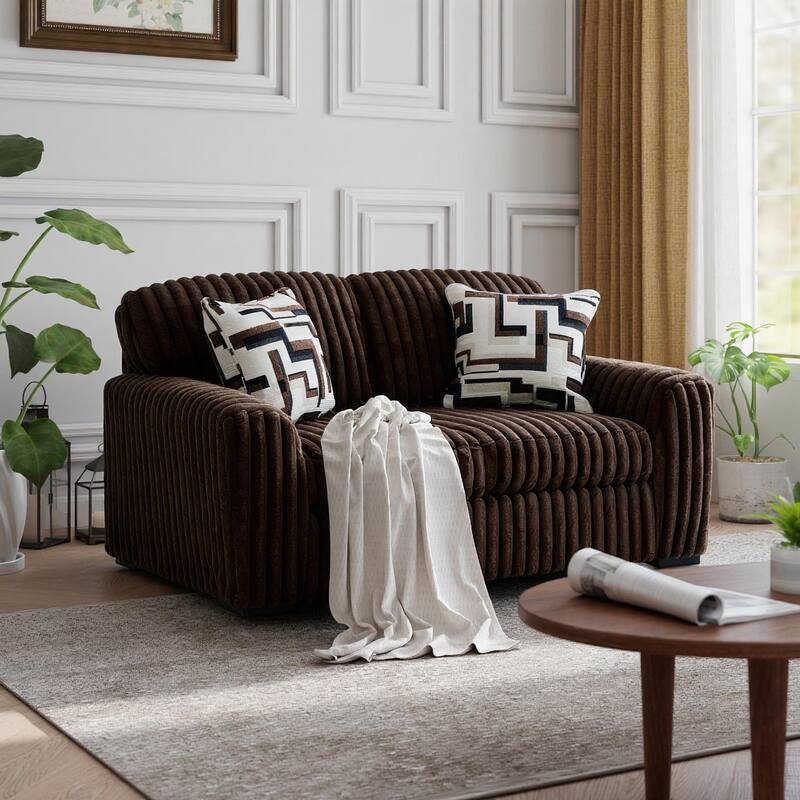 Roundhill Furniture Solenne Chair and Ottoman Set, Oversized Chair and Ottoman with Jumbo Corduroy Upholstery