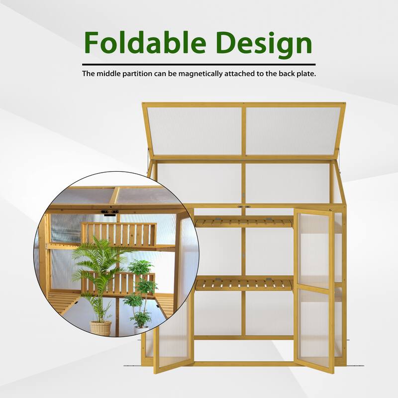 Wooden Greenhouse Polycarbonate Garden Shed for Plants,Wooden Cold Frame Greenhouse