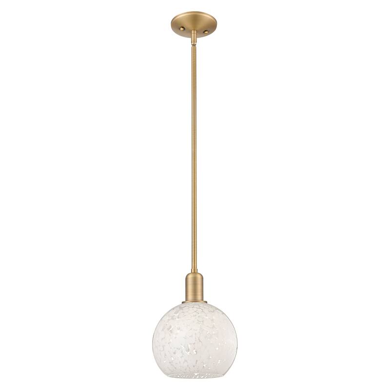 Innovations Lighting Endless Possibilities Arcadia - White Mouchette - 1 Light 8" Stem Hung Mini Pendant - Brushed Brass
