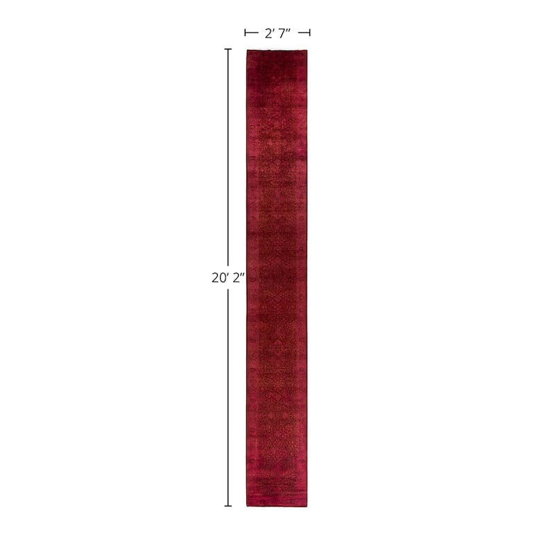 Overdyed, One-of-a-Kind Hand-Knotted Area Rug - Pink - 2' 7" x 20' 2"