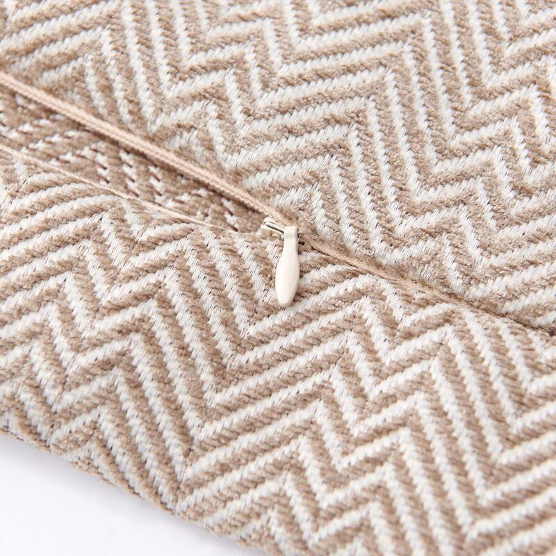 HiEnd Accents Chenille Herringbone Leather Strap Buckle Detailed 14x36 inch Accent Lumbar Pillow