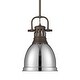 preview thumbnail 1 of 9, Golden Lighting 3604-S RBZ Duncan 9" Wide Mini Pendant Rubbed Bronze / Chrome