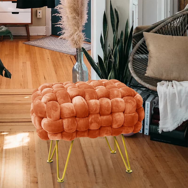 Velvet Pouf Stool 27"x20"x20"