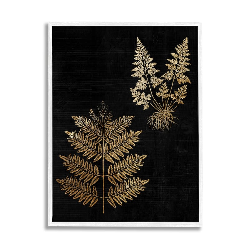Stupell Bold Fern Blade Illustration Rooted Forest Floor Plants Framed Wall Art - 24 x 30 - White