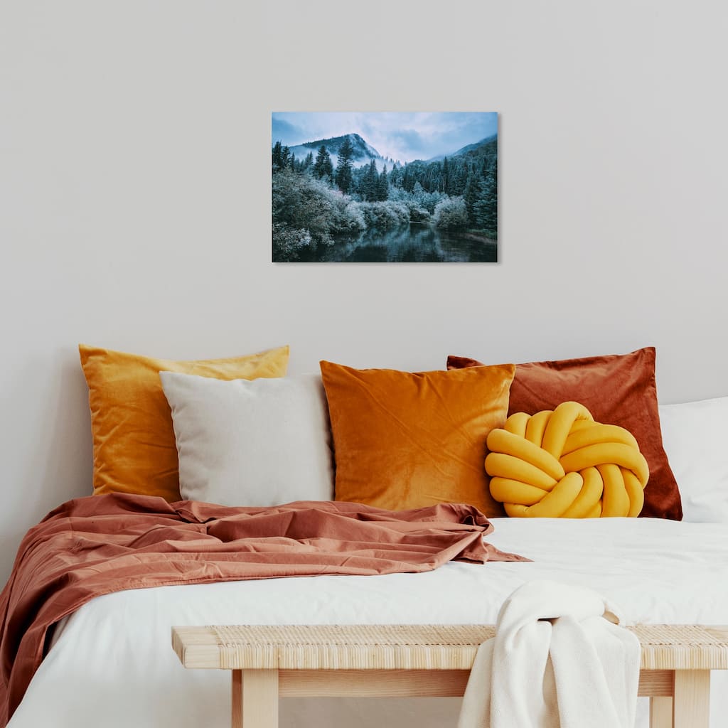 Wynwood Studio Canvas Nature and Landscape Cold Forest Green and Modern & Contemporary Wall Art Canvas Print