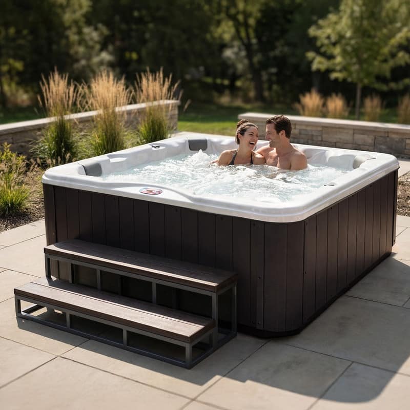 American Spas 6-Person 45-Jet Premium Acrylic Lounger Spa Standard Hot Tub with Ozonator and Bluetooth Sound System
