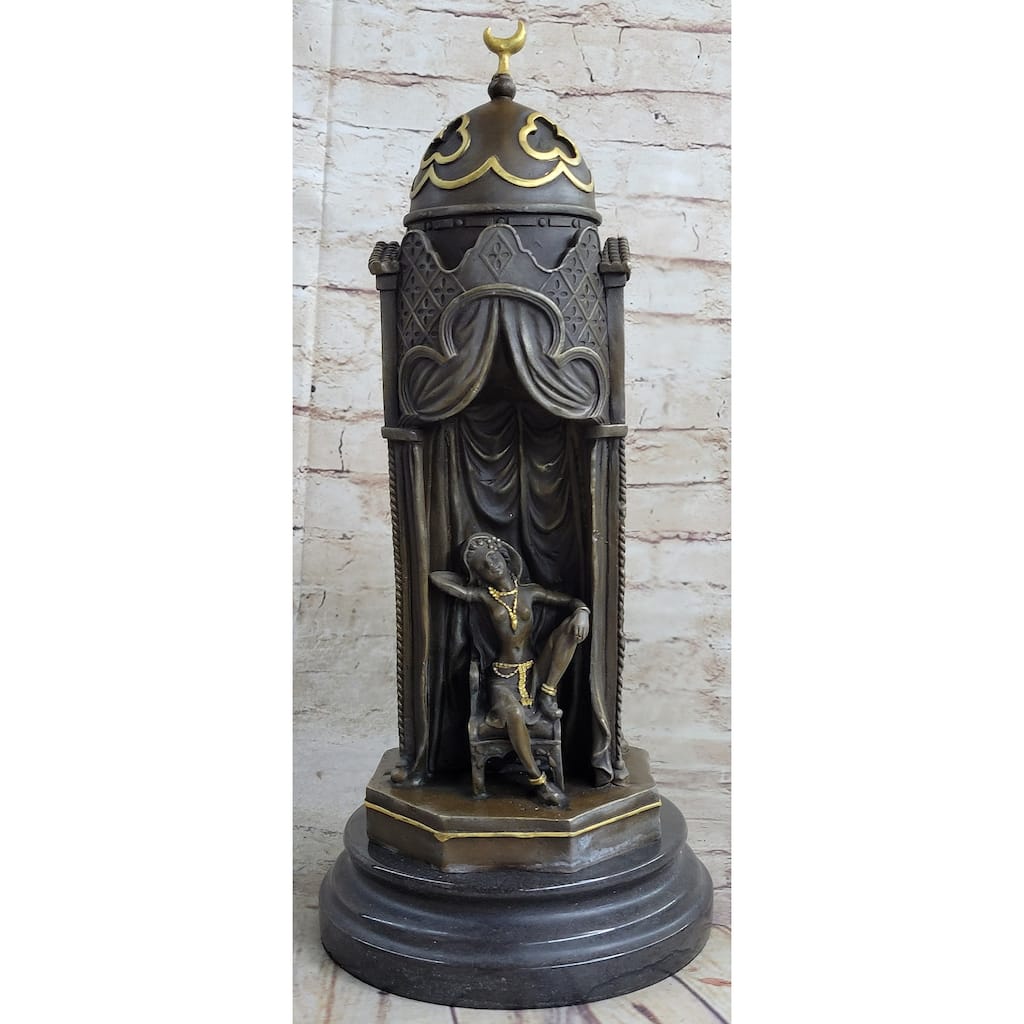 Peeping Ali Arabic Turkish Harem Bronze Statue Sculpture Figure By Franz Bergman 14 Inches X 8 Inches