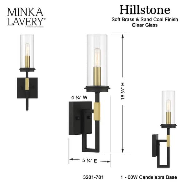 dimension image slide 0 of 2, Minka Lavery 3201 Hillstone 7" Tall Wall Sconce