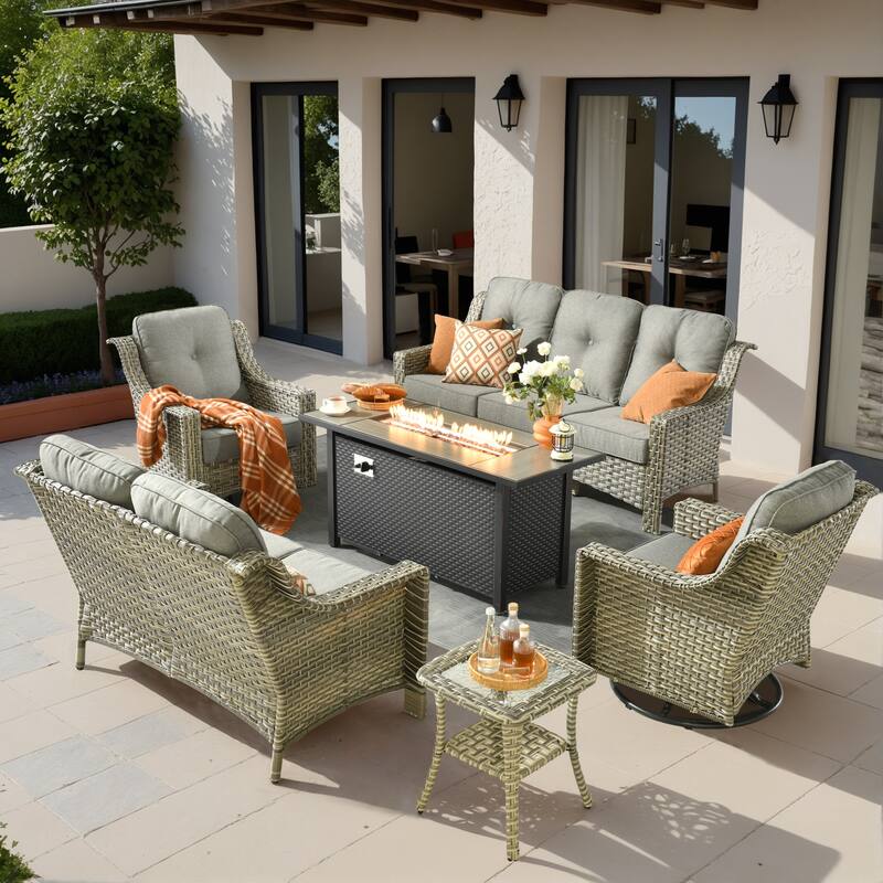 XIZZI 6-piece Patio Furniture Conversation Seating Set with Fire Pit