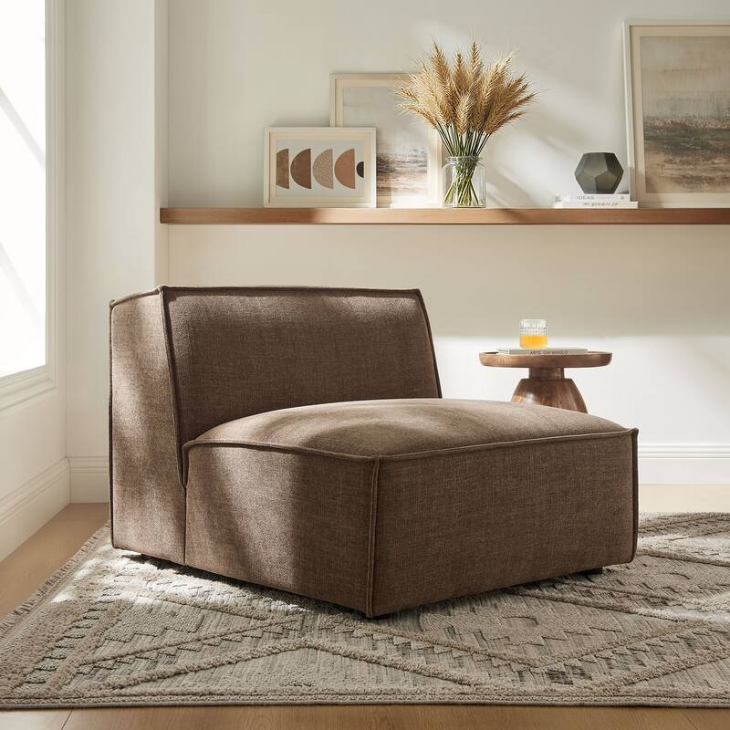 Restore Performance Fabric Upholstered Armless Modular Chair - Mocha