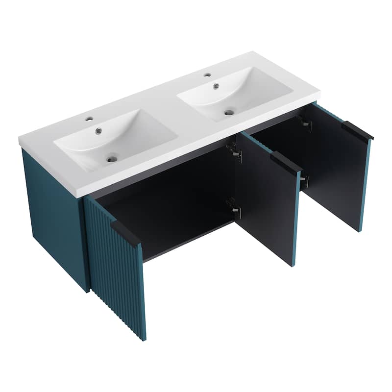 Wall Mounted Bathroom Vanity with Resin Double Sink