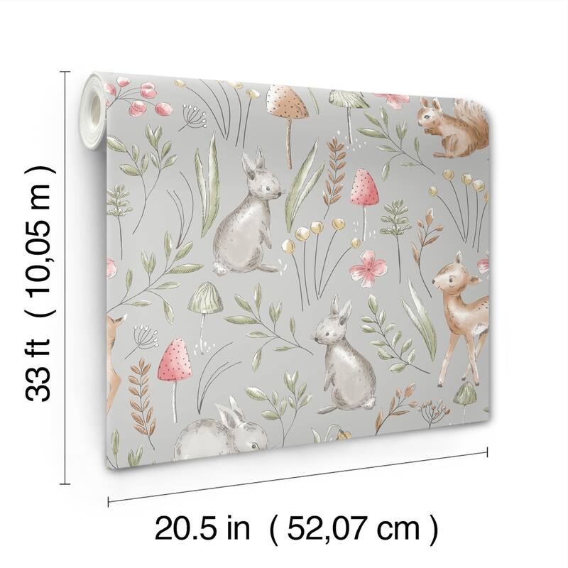 Advantage Forest Animals Grey Whimsical Wallpaper