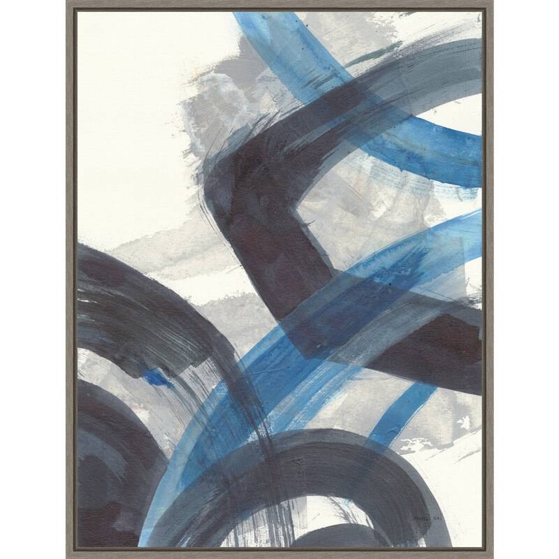 Blue Brushy Abstract I by Danhui Nai Framed Canvas Art