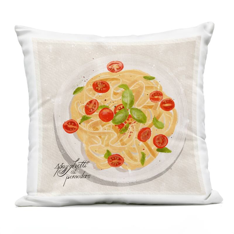 Stupell Italian Spaghetti Meal Printed Outdoor Throw Pillow Design by Juliet Rose Philips - Accent - Polyester - Off-White - Single