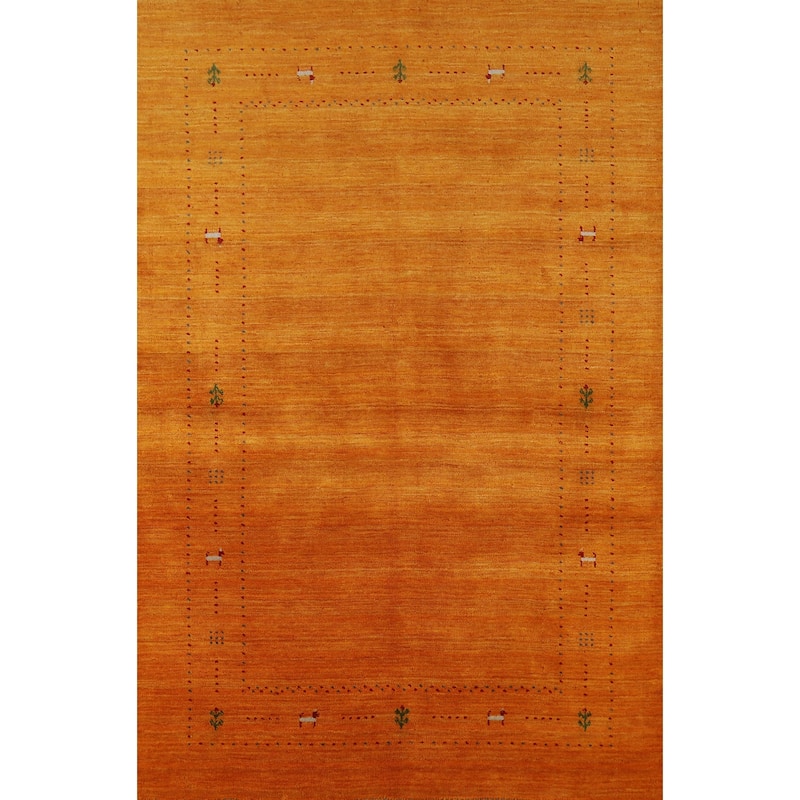 Hand Knotted Oriental 100% Wool Carpet Tribal Tribal Oranges & Rust Gabbeh Area Rug - 7' 6'' X 5' 1''